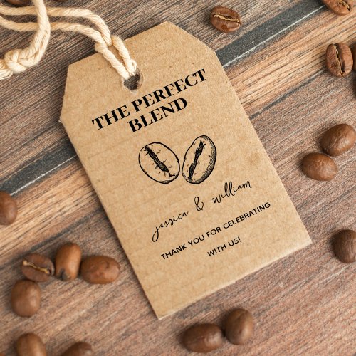 Custom names wedding  the perfect blend coffee  gift tags