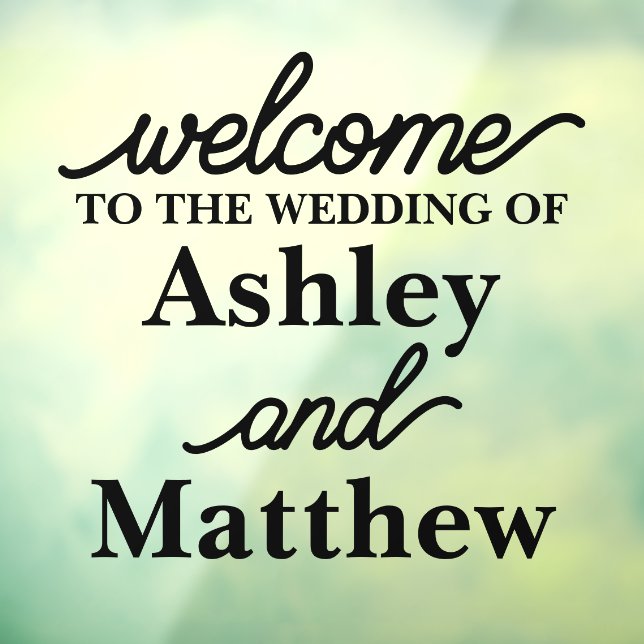 Custom Names Welcome to our Wedding for Mirror Window Cling (Sheet 3)