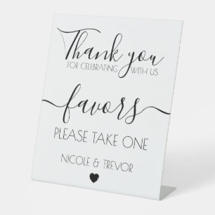 Custom Names White Calligraphy Favors Wedding  Pedestal Sign