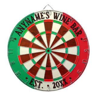 Custom Name's Wine Bar - Rustic Italy Flag Colors Dart Board