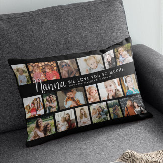 Custom Nanna 18 Photo Collage Lumbar Pillow
