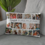 Custom Nanna 18 Photo Collage Lumbar Pillow<br><div class="desc">Discover our photo-centric scatter cushion, an ideal gift for birthdays, christmas or Mother's Day, these pillows allows you to feature 18 photos as a sentimental keepsake. Emblazoned with a cheerful 'I LOVE YOU SO MUCH!' template text, you have the flexibility to change or delete the message to suit any occasion....</div>