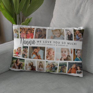 Custom Nanna 18 Photo Collage Lumbar Pillow