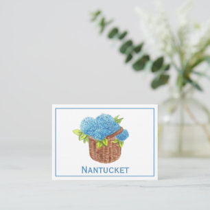 Custom Nantucket Basket Blue Hydrangeas Thank You Note Card