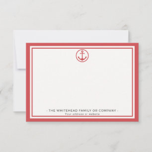 Custom Nantucket Red Anchor Personalized Note Card