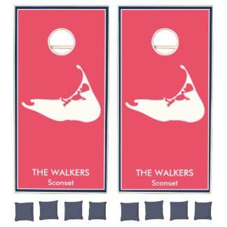 Custom Nantucket Red Island Silhouette Cornhole Set
