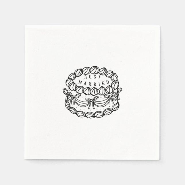 Custom Napkin - Just Married - Vintage Cake (Front)