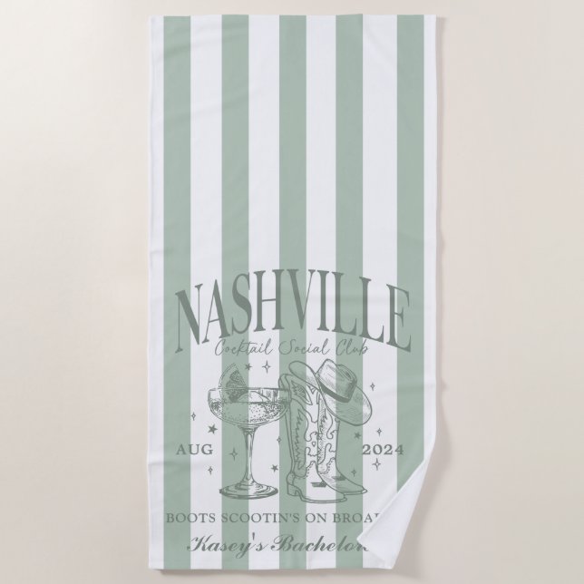 Custom Nashville Bachelorette Rodeo Beach Towel (Front)