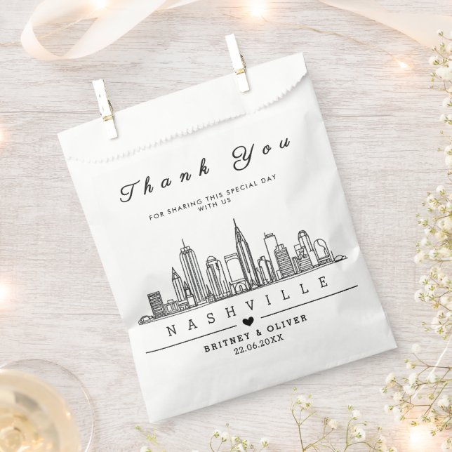Custom Nashville Skyline – Wedding Welcome      Favor Bag (Clipped)