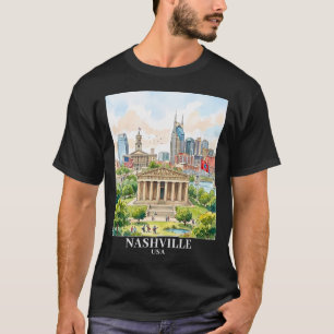 Custom Nashville Tennessee USA Colorful Watercolor T-Shirt