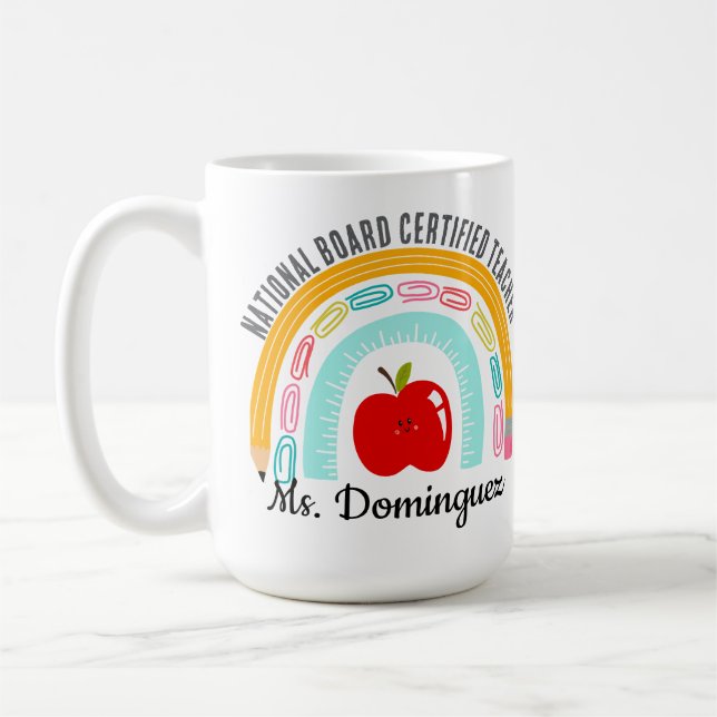 Custom National Board Certified Teacher Rainbow Co Coffee Mug (Left)