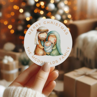 custom Nativity Christmas Stickers Holy Family