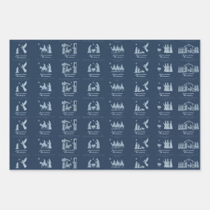 Custom Nativity Wrapping Paper Flat Sheet Set of 3