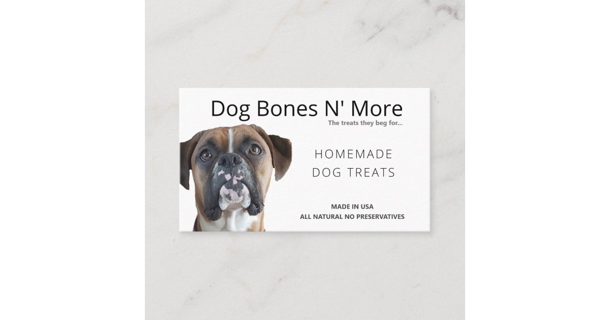 Custom Natural Gourmet Dog Treats Bakery Business Card Zazzle