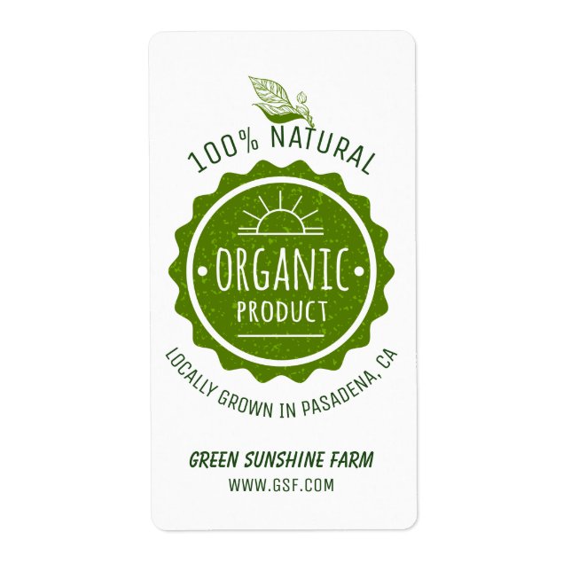 Custom Natural Organic Green Eco Product Label (Front)
