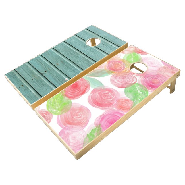 Custom Natural Wood Cornhole Set (Angled)