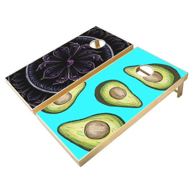 Custom Natural Wood Cornhole Set (Angled)