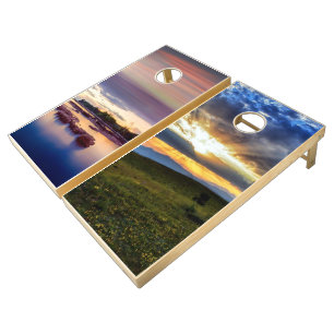 Custom Natural Wood Cornhole Set