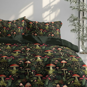 Custom Nature Duvet Mushrooms in Warm Colors Cover