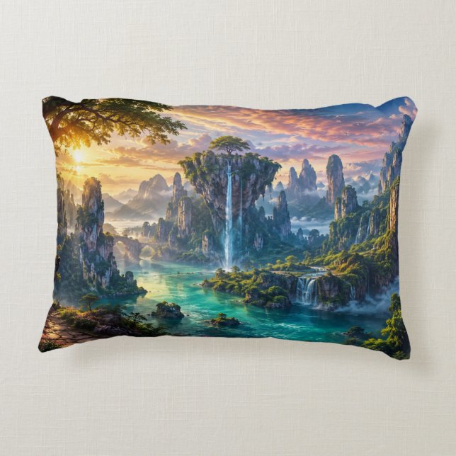 Custom Nature Landscape Image Stylish Accent Pillow (Back)