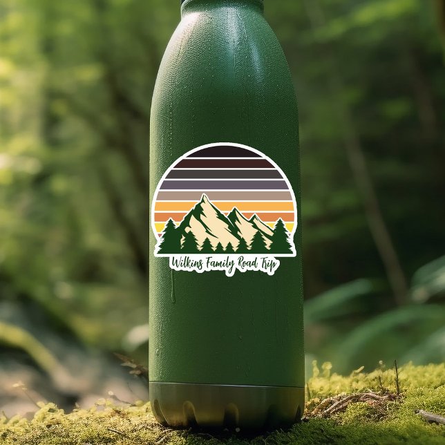 Custom Nature Vacation Green Forest Water Bottle Sticker (Creator Uploaded)