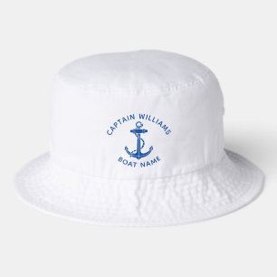 Custom Nautical Anchor and Boat Name Captain Bucket Hat