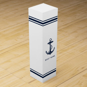 Custom Nautical Anchor and Boat Name Wine Box