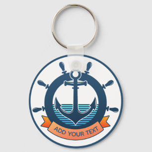 Custom Nautical Anchor and Ocean Lover Vacation Keychain