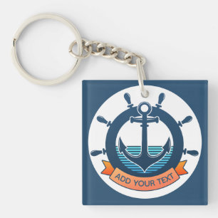 Custom Nautical Anchor and Ocean Lover Vacation Keychain