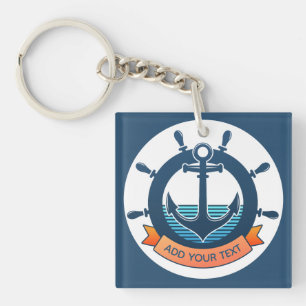 Custom Nautical Anchor and Ocean Lover Vacation Keychain