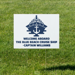 Custom Nautical Anchor Beach Cruise Welcome Yard Sign
