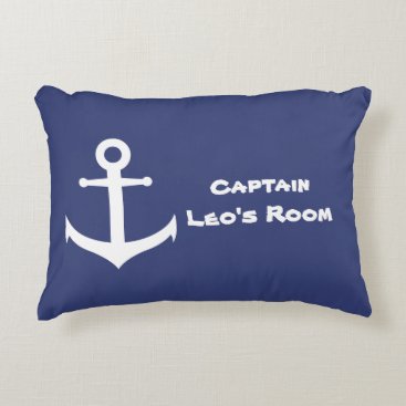Custom Nautical Anchor Blue & White Accent Pillow Custom Nautical Anchor Blue & White Accent Pillow