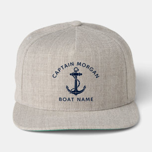 Custom Nautical Anchor Boat Captain Snap Back Hat