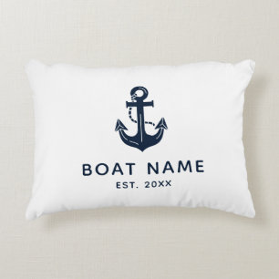 Custom Nautical Anchor Boat Name Accent Pillow