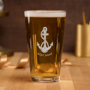 Custom Nautical Anchor Boat Name Beach House Pint Glass