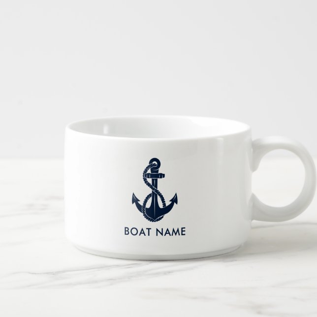 Custom Nautical Anchor Boat Name Bowl (Left)