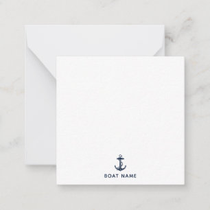 Custom Nautical Anchor Boat Name Captain Note Card