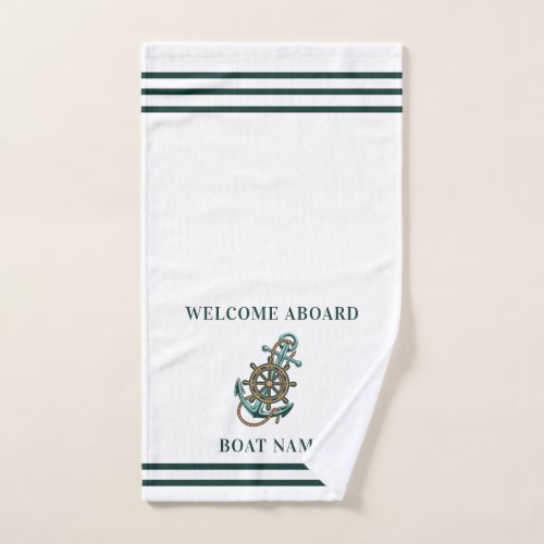 Custom Nautical Anchor Boat Name Elegant Hand Towel