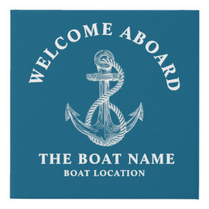 Custom Nautical Anchor – Boat Name & Location Faux Canvas Print