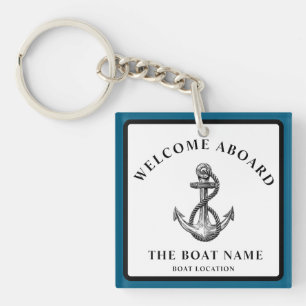 Custom Nautical Anchor – Boat Name & Location      Keychain