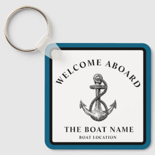 Custom Nautical Anchor – Boat Name & Location      Keychain