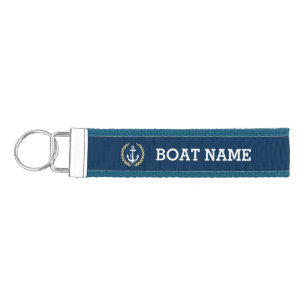 Custom Nautical Anchor Boat Name Wrist Keychain