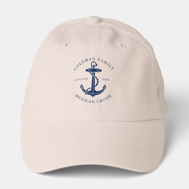 Custom Nautical Anchor Family Cruise Custom Performance Cap (Front)