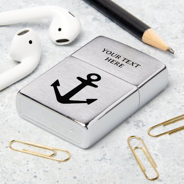 Custom nautical anchor logo Zippo Pocket Lighter  (On Table 2)