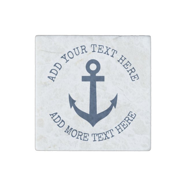 Custom nautical anchor marble stone fridge magnet (Front)
