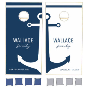 Custom Nautical Anchor Navy Blue Beach House Game