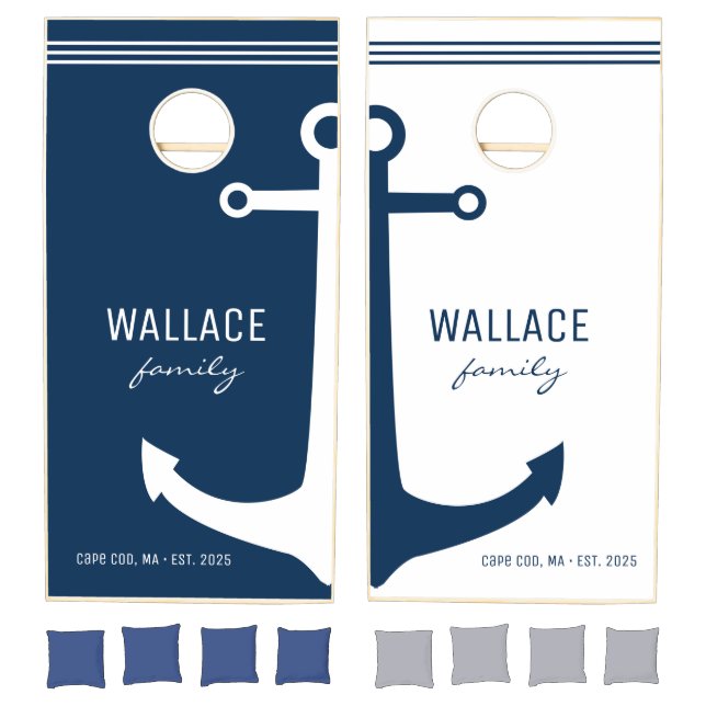 Custom Nautical Anchor Navy Blue Beach House Game (Set)