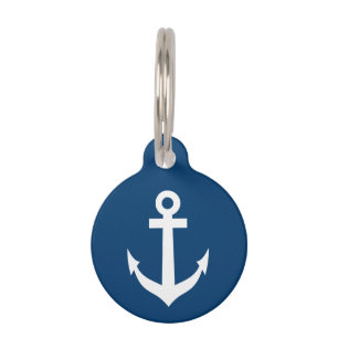 Custom nautical anchor navy pet name collar tags