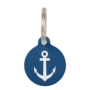 Custom nautical anchor navy pet name collar tags