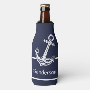 Custom Nautical Anchor Ocean Navy Bottle Cooler